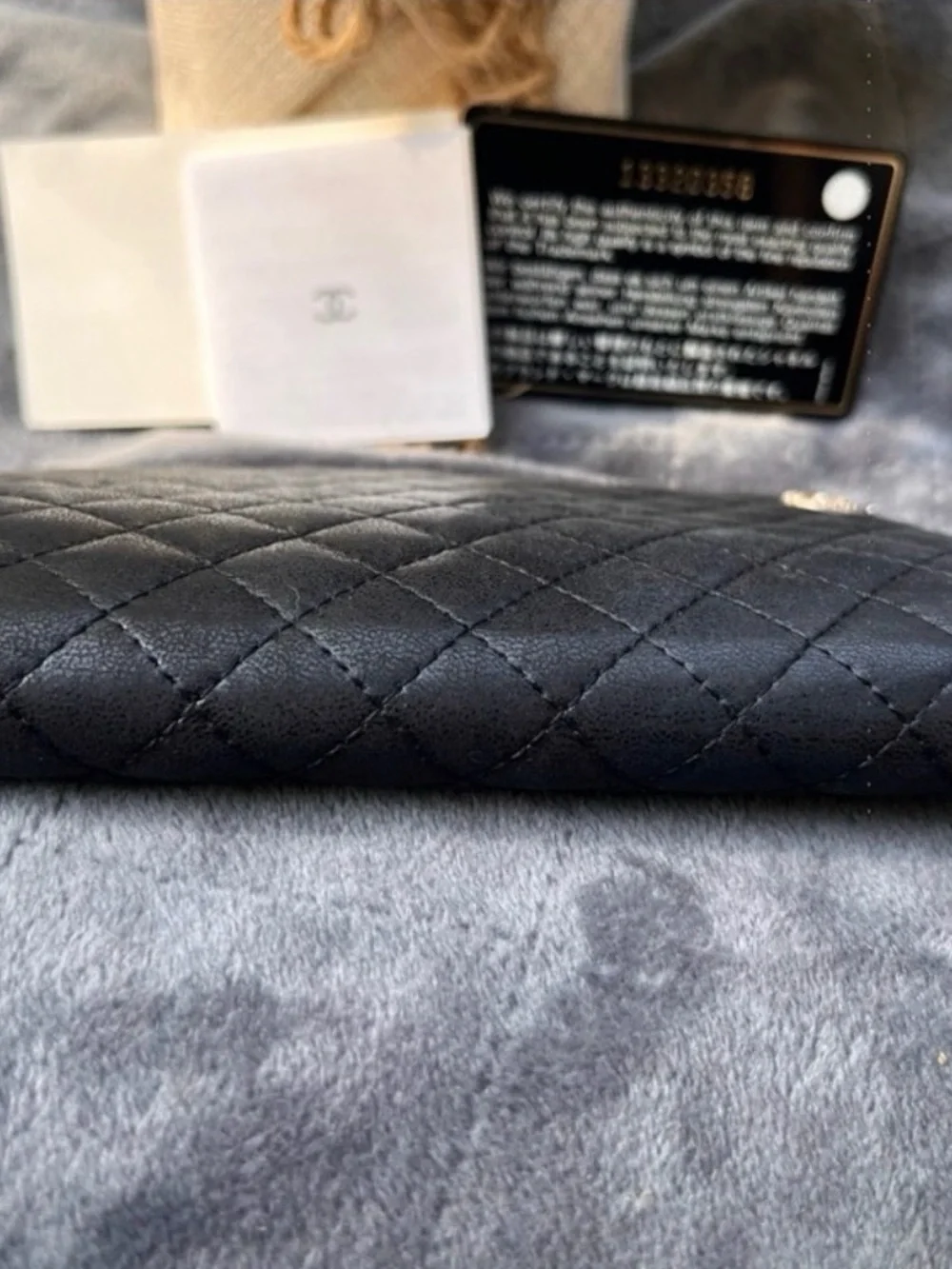 CHANEL Black Quilted Leather Wallet with CC Button